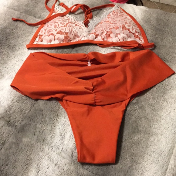 burnt orange bathing suit